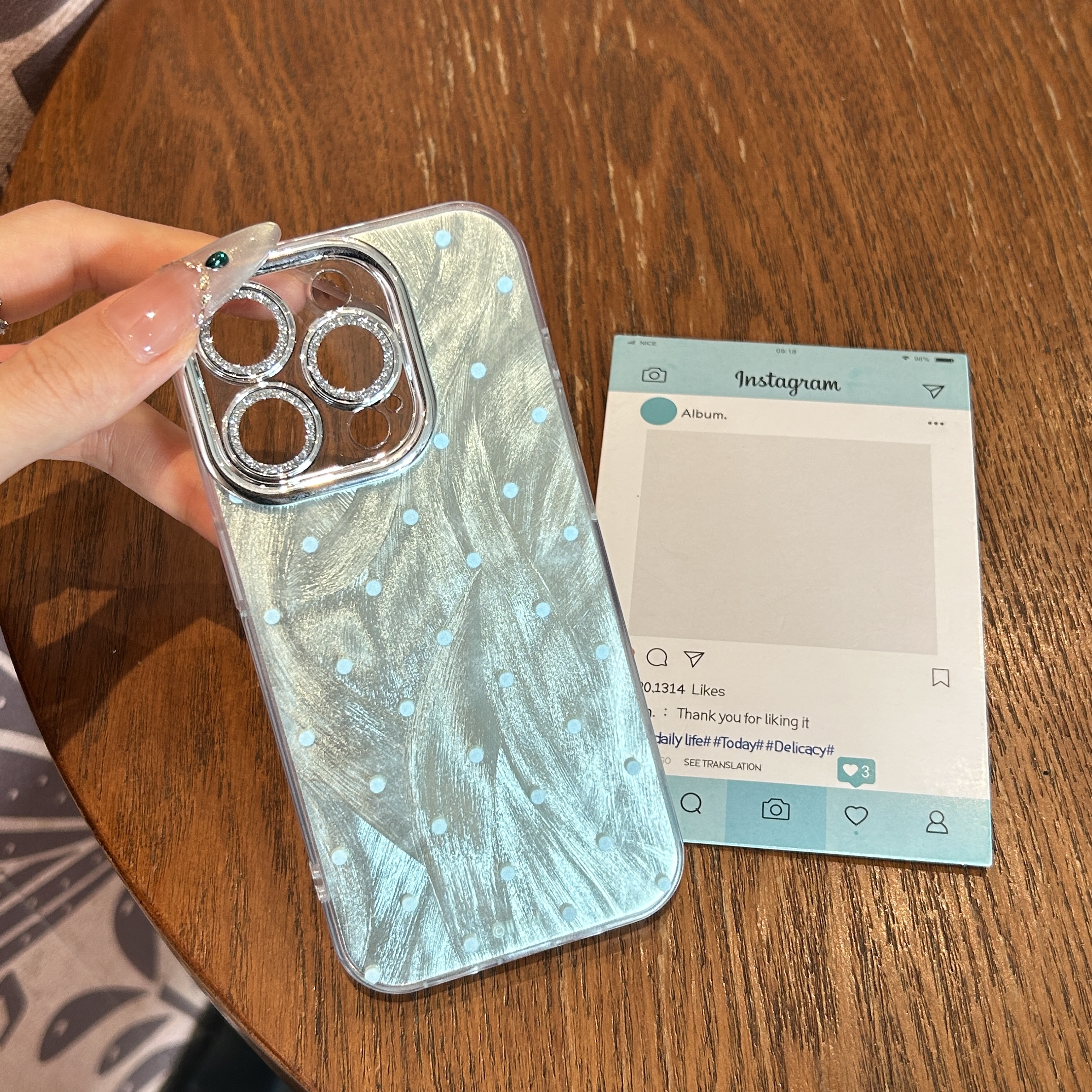 绿底波点适用苹果iPhone16pro华为手机壳镜头膜荣耀/小米纱防摔