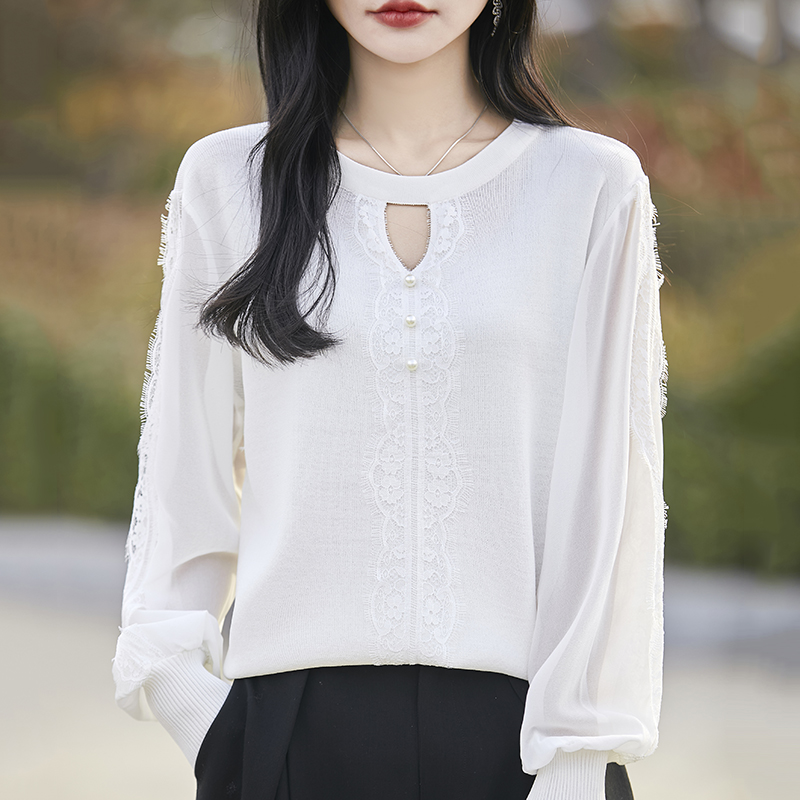 薄款镂空冰丝针织衫气质设计感流苏打底衫2025新款春秋气质上衣女