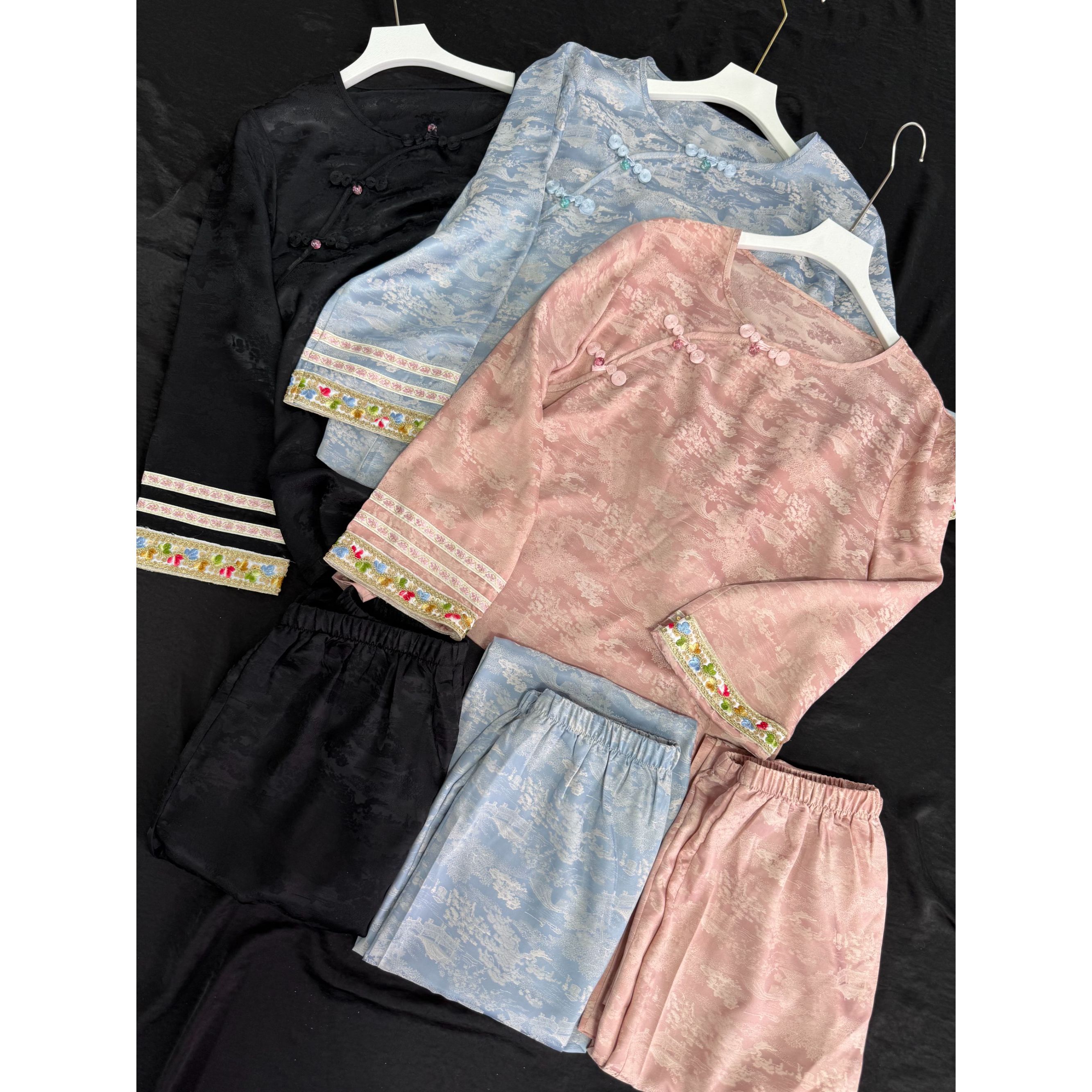 2601-常熟新中式春秋新款女士时尚百搭中国风宋锦休闲套装