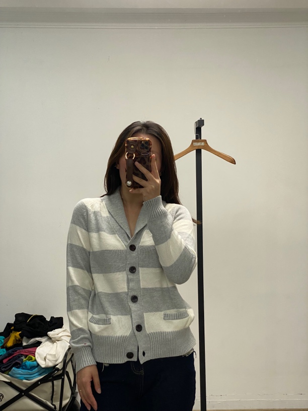 阿汤～青果领棉线开衫
