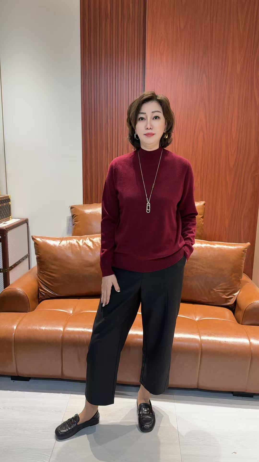 2025冬季半高领厚款长袖羊毛针织衫百搭打底套头