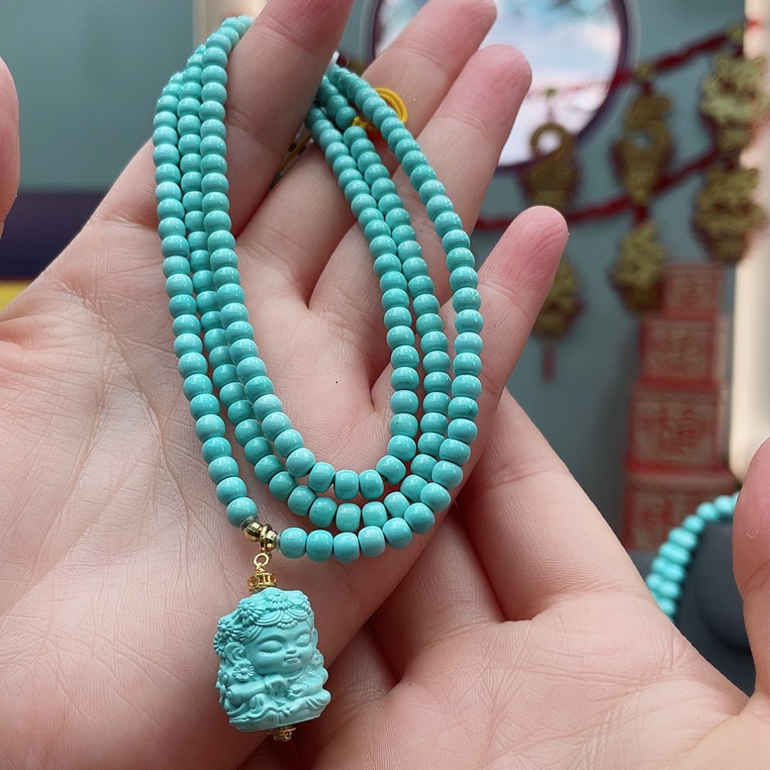 绿松石颈饰18K金镶嵌