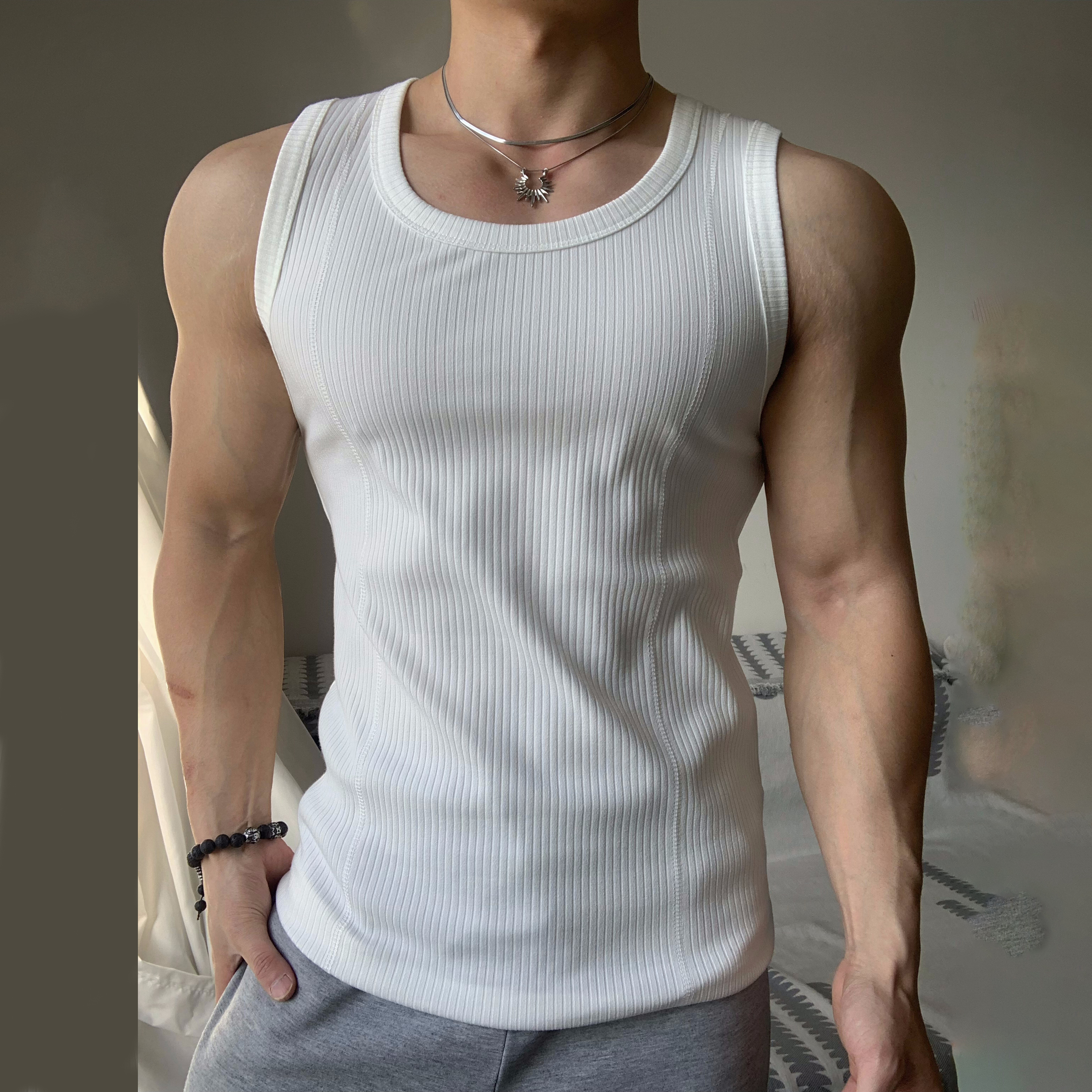 MB重磅300g无袖显大背心男夏季运动休闲健身训练坎肩T恤打底衣服