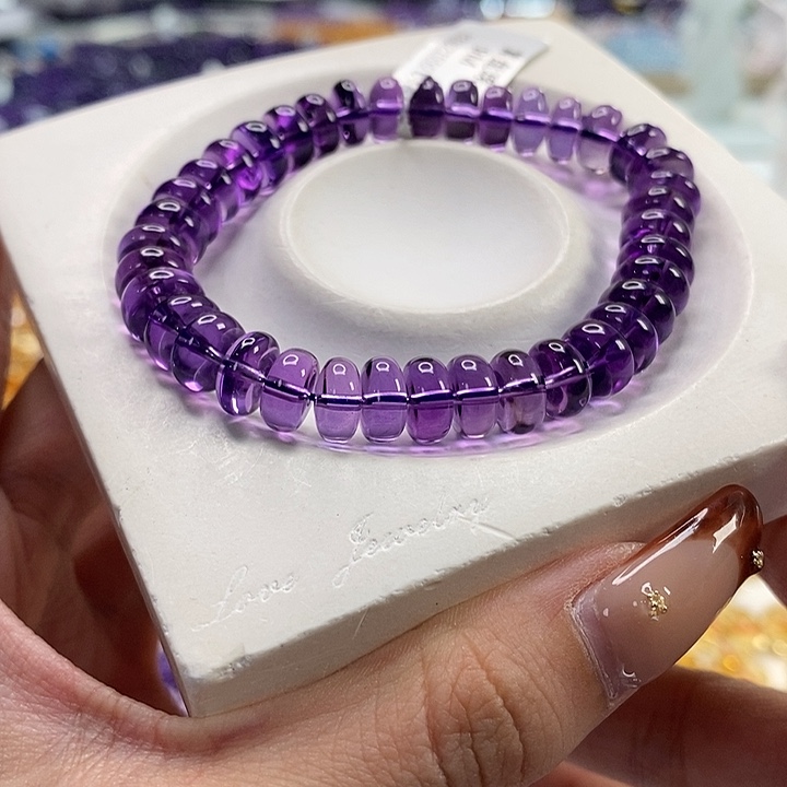 未镶嵌手串水晶9mm巴西紫水晶算盘珠