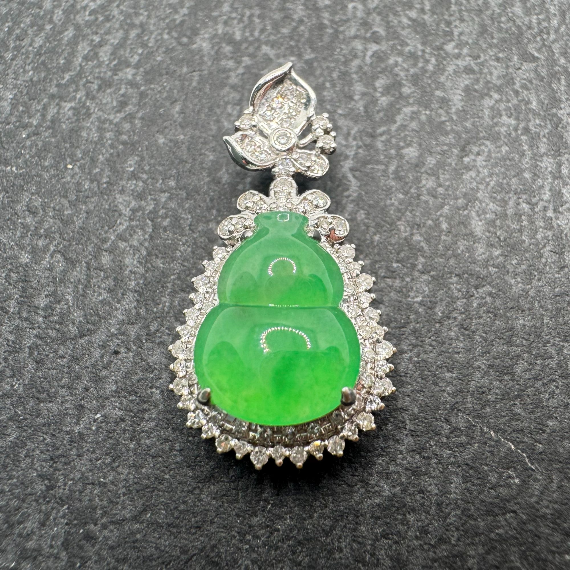 久鱼珠宝 18K金翡翠挂件013