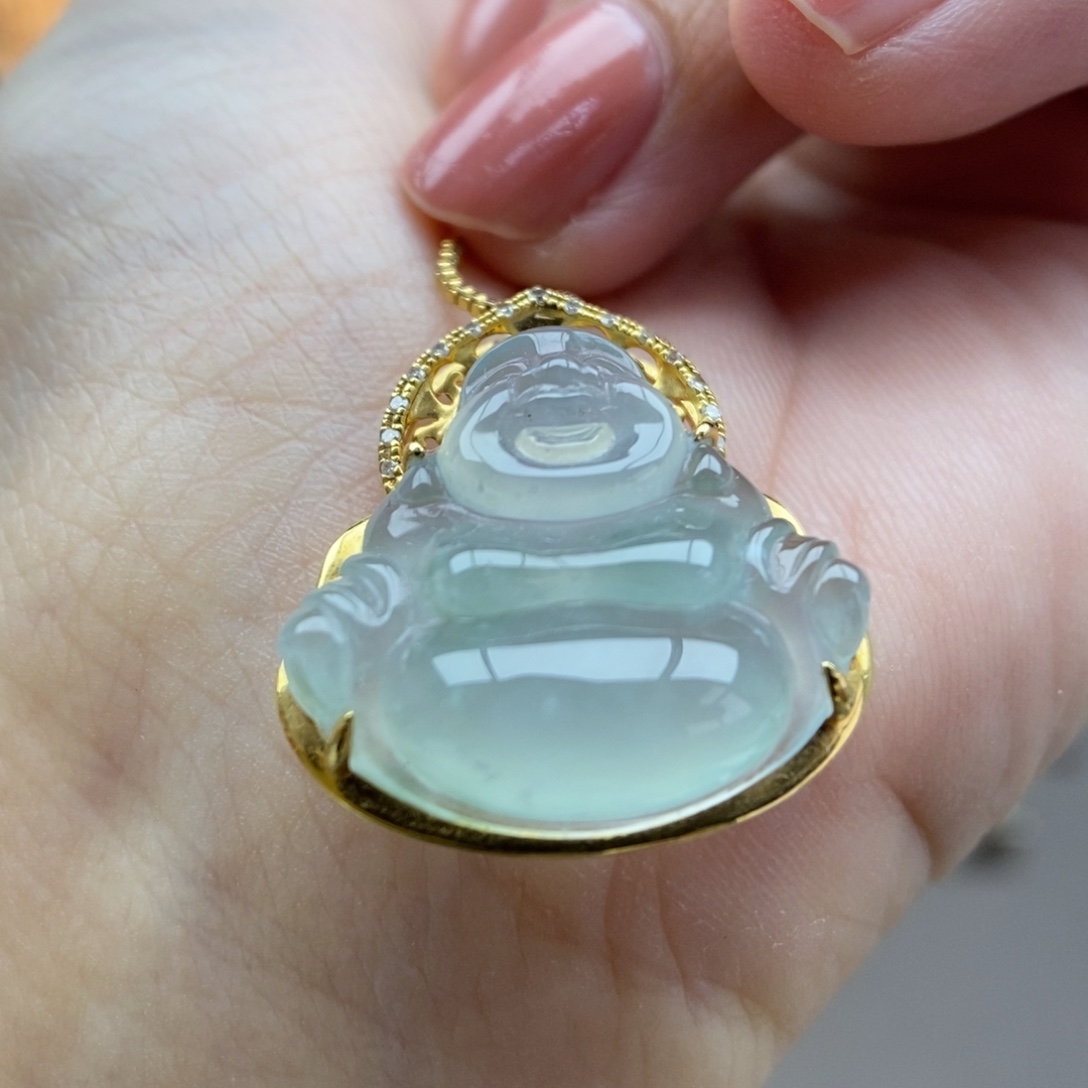 翡翠18K金镶嵌颈饰吊坠43