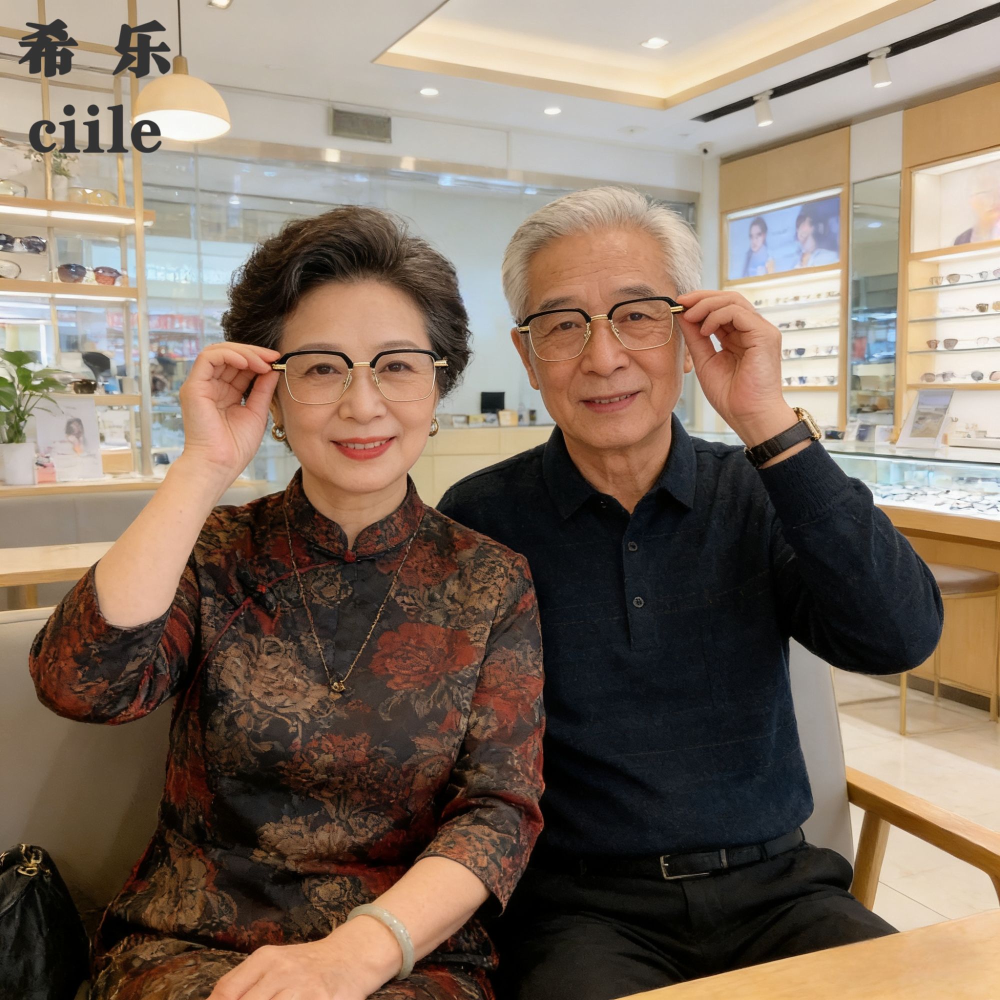 新款时尚黑金框老花镜防蓝光防辐射中老年人老花眼镜