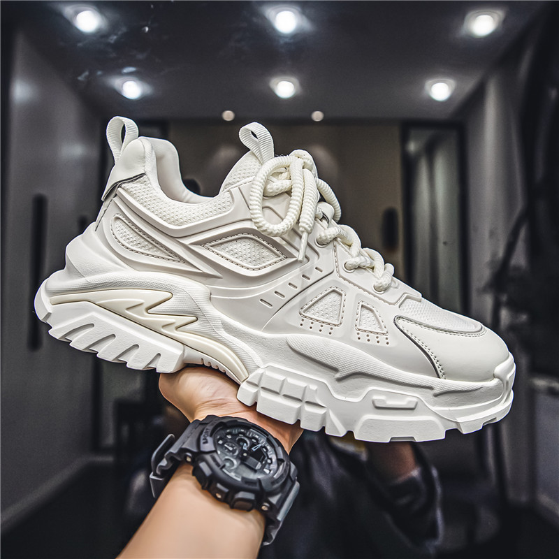 男鞋2025夏季新款透气网布时尚休闲运动鞋低帮厚底老爹鞋