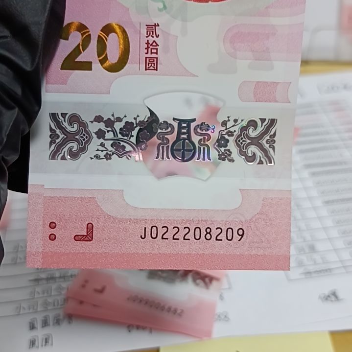 塑料蛇钞号码如图所示022208209