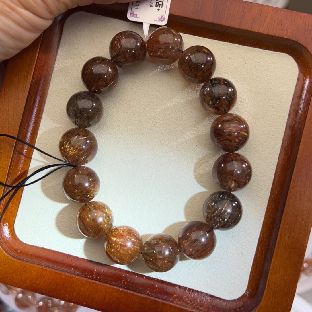 水晶未镶嵌手链黑金超七14m