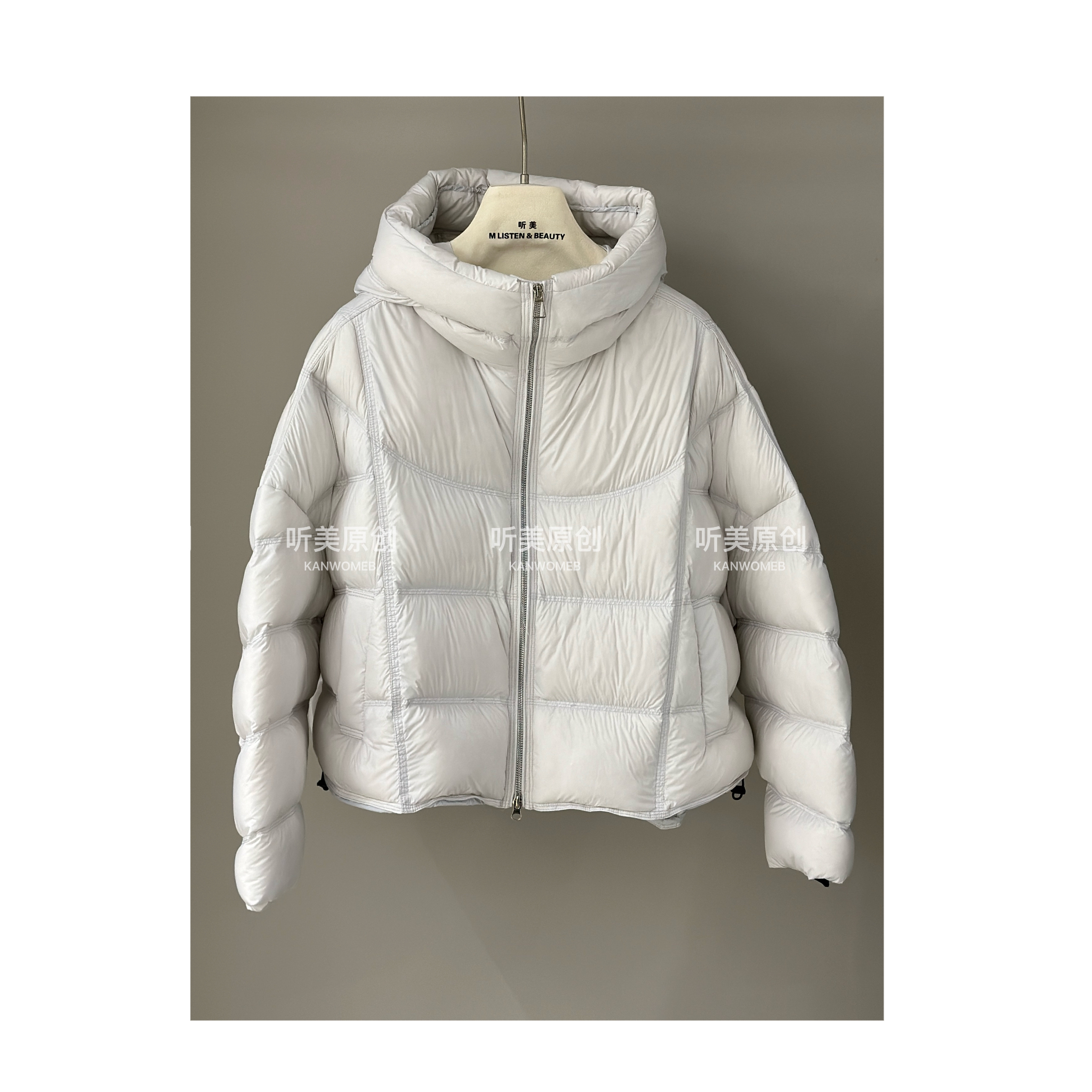 【Temay美美】原创90大朵绒蓬松轻盈连帽羽绒服女短款