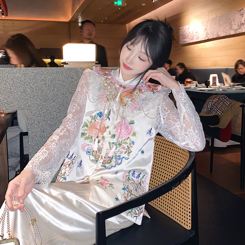 果果家 新中式圆领中国风马夹2025春季女刺绣提花重工百搭马甲