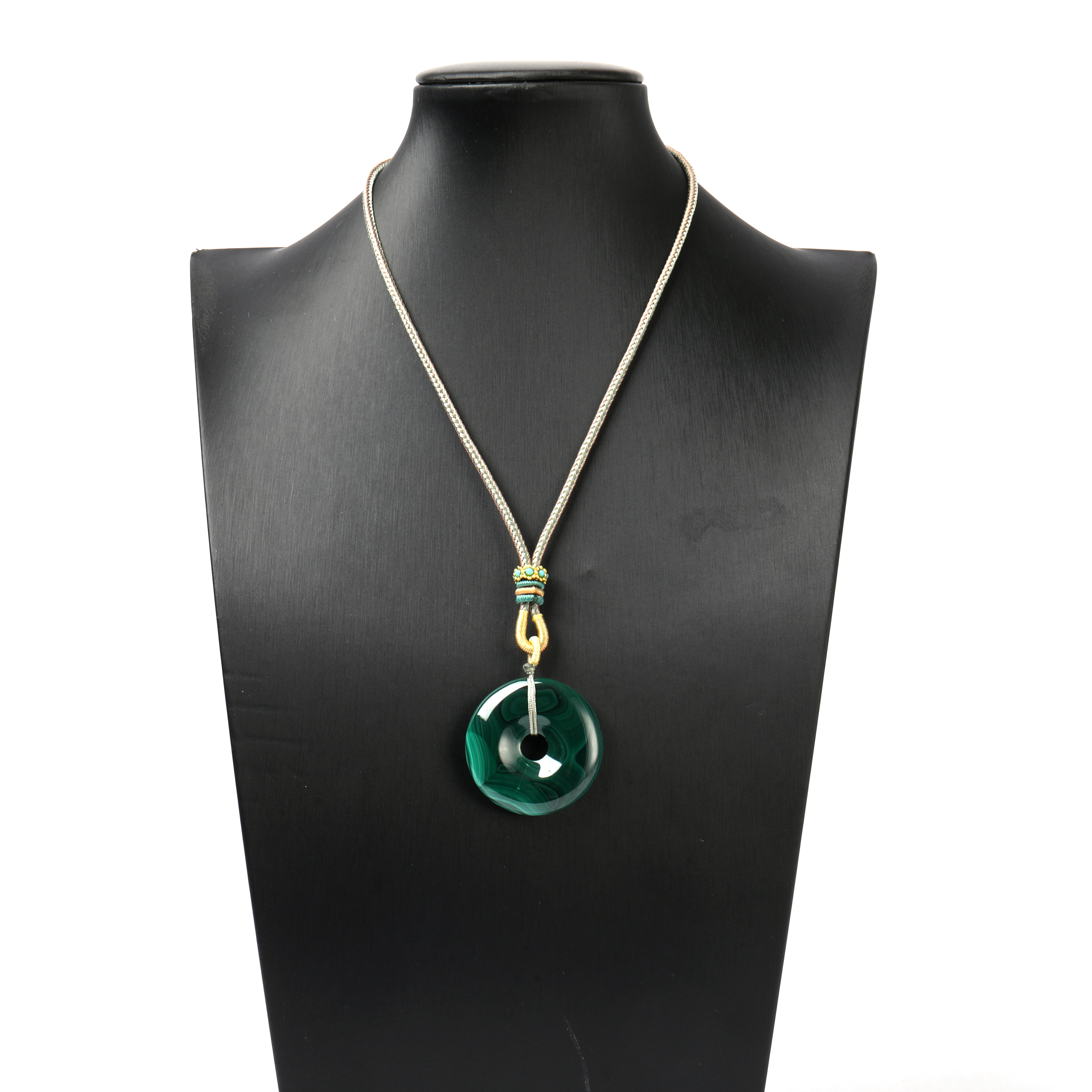 天然孔雀石平安扣吊坠