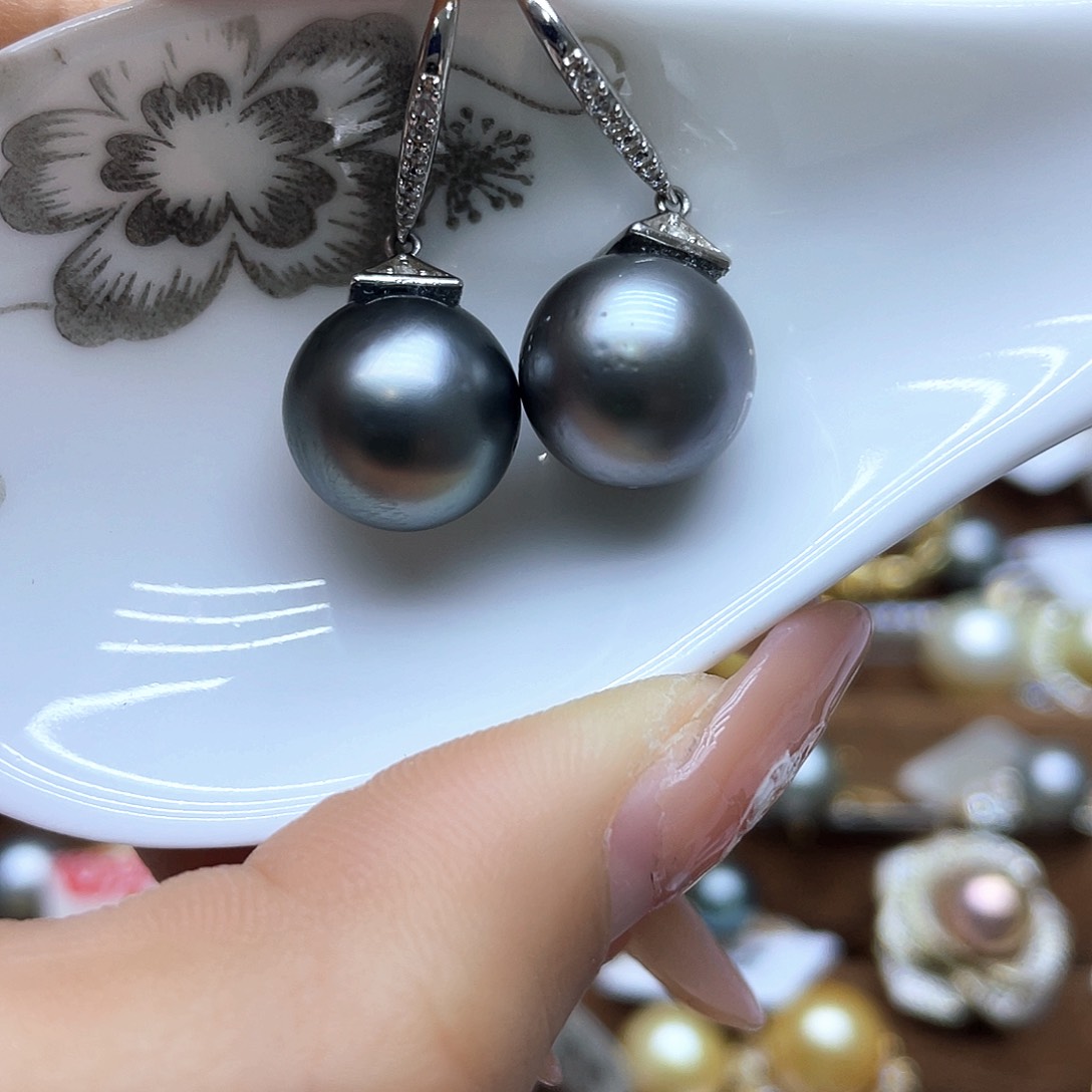 海水珍珠耳饰银S925镶嵌