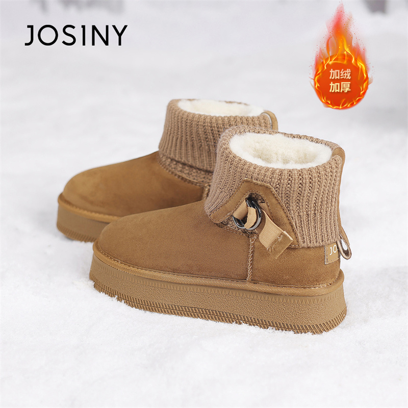 卓诗尼面包蓬蓬雪地靴2024冬季新款女短靴时尚百搭通勤东北大棉鞋