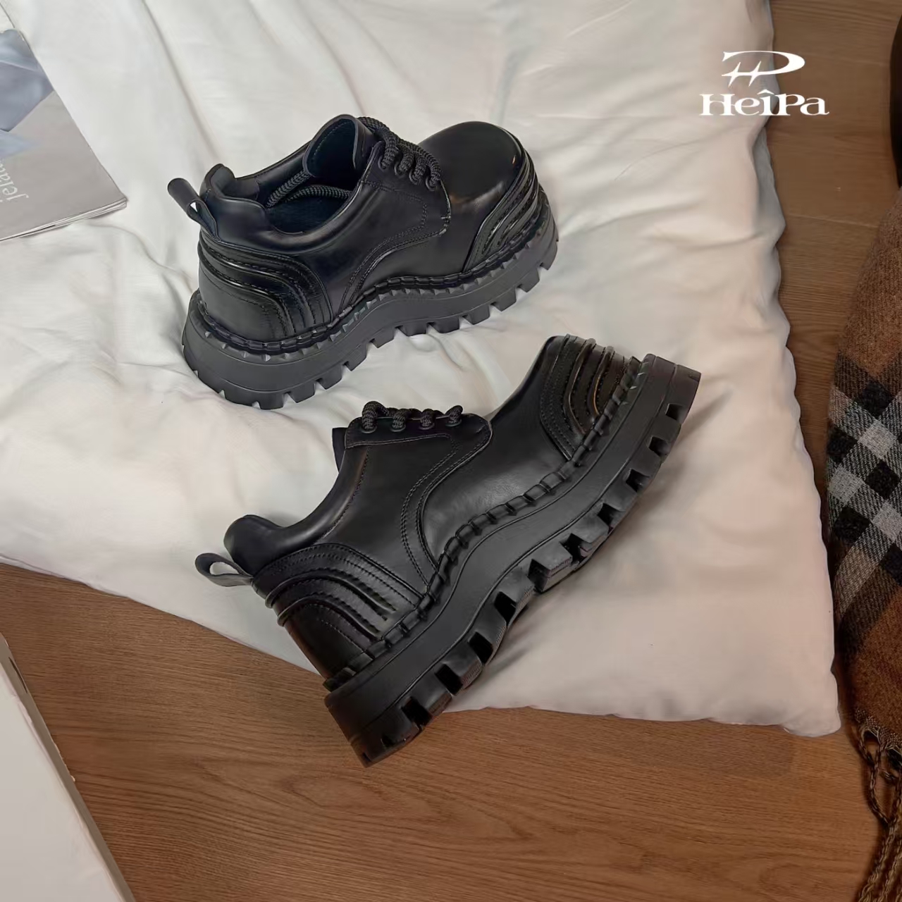 【HeiPa】付小付家春季穿新款厚底带时尚韩版靴子女款