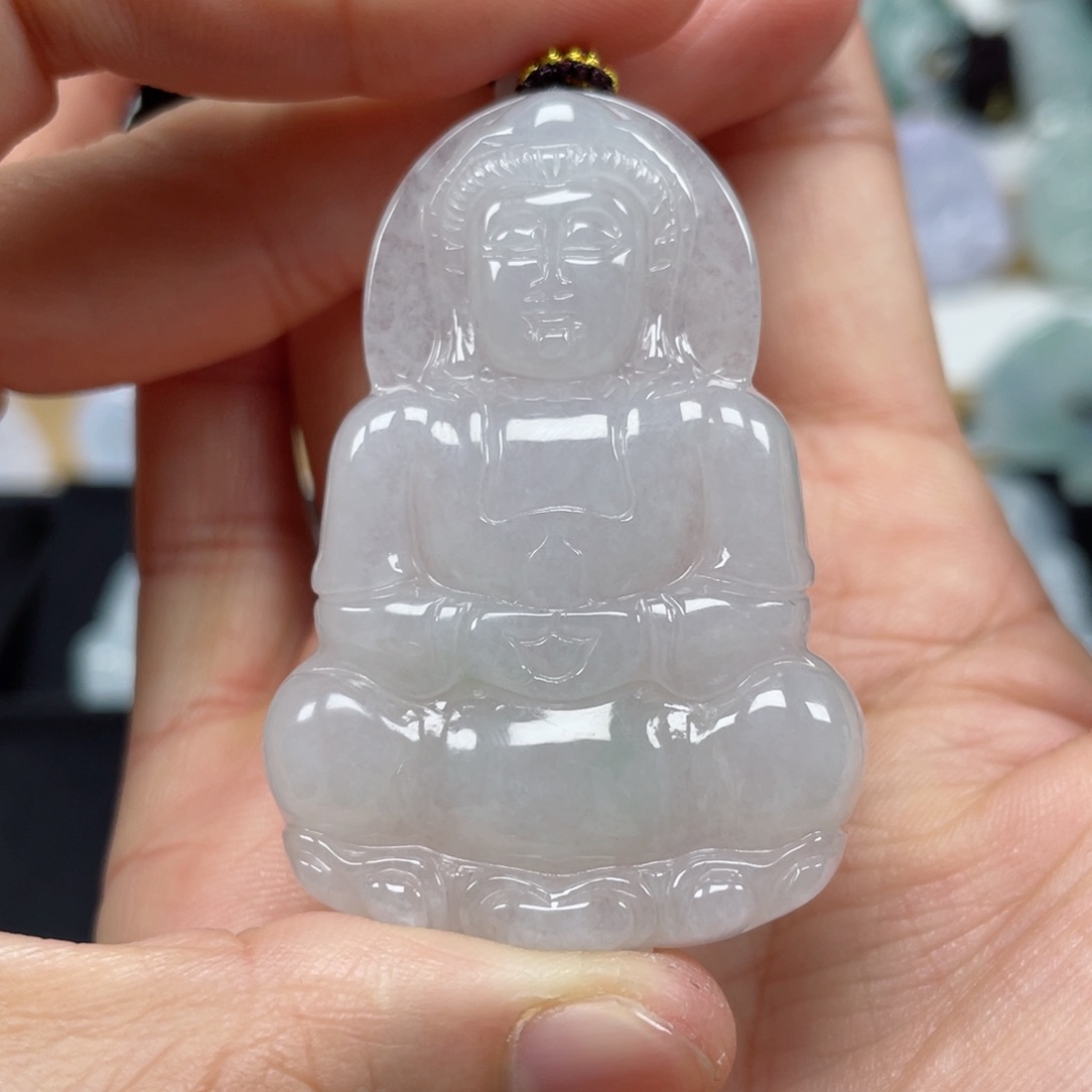 翡翠颈饰未镶嵌天然翡翠A货观音888号