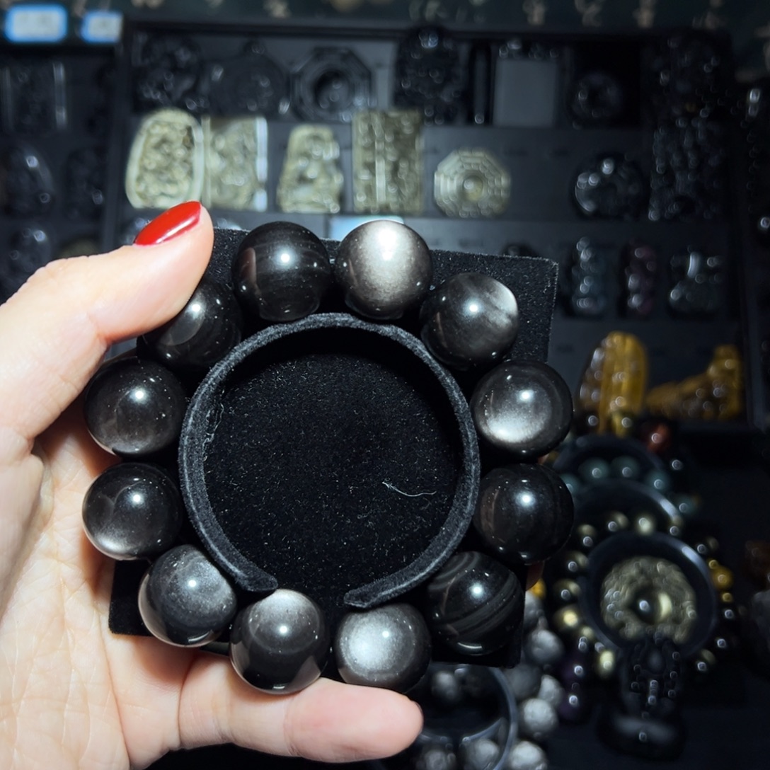 于***胖黑曜岩未镶嵌手链