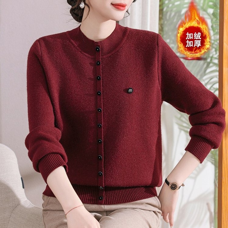 加绒加厚针织衫2025新款高档洋气毛衣中老年女装上衣时尚显瘦妈妈