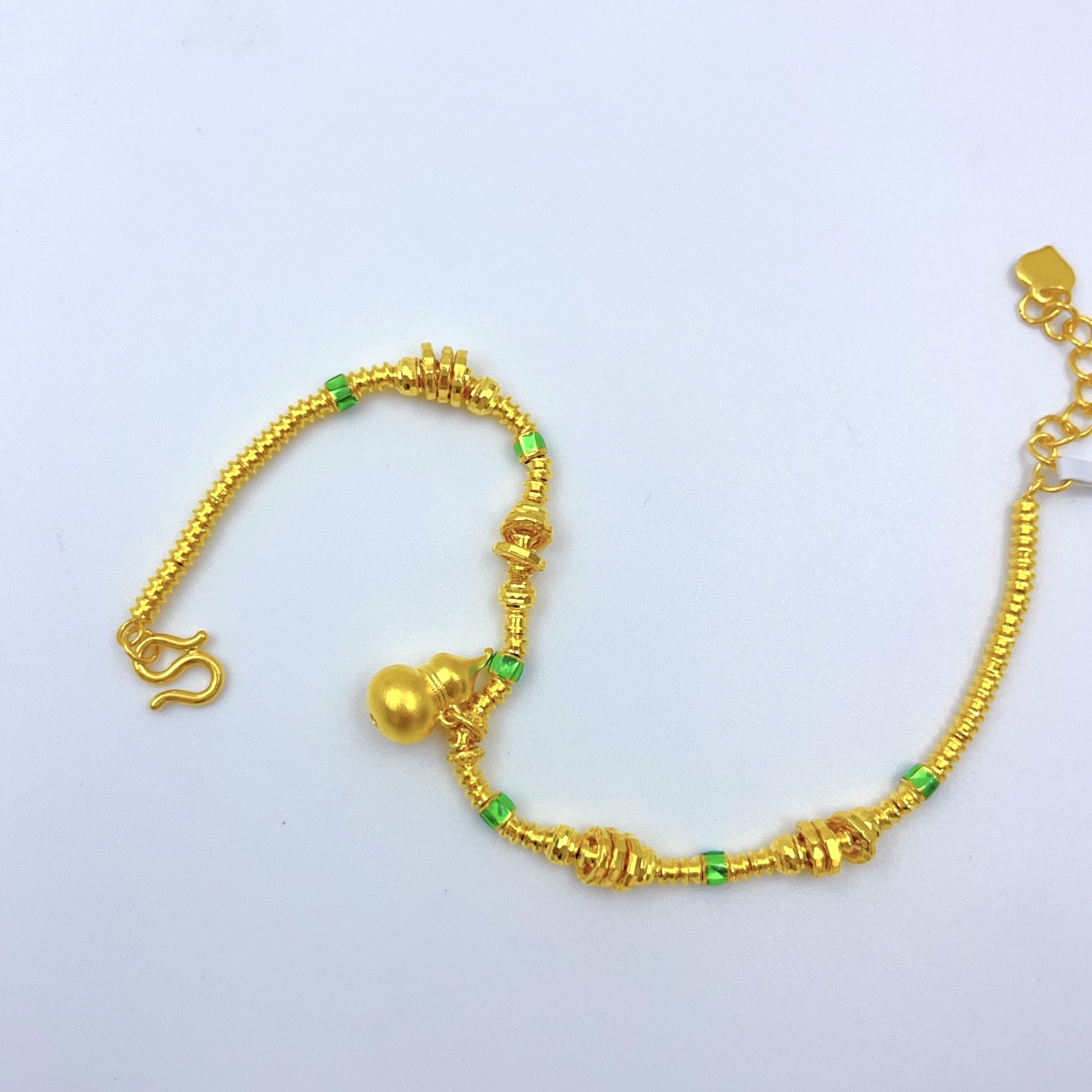 足金999珐琅彩葫芦黄金手链5G精工