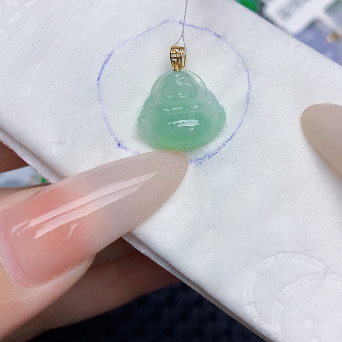 翡翠18K金镶嵌颈饰天然缅甸翡翠a货百元以上9元证书费自理