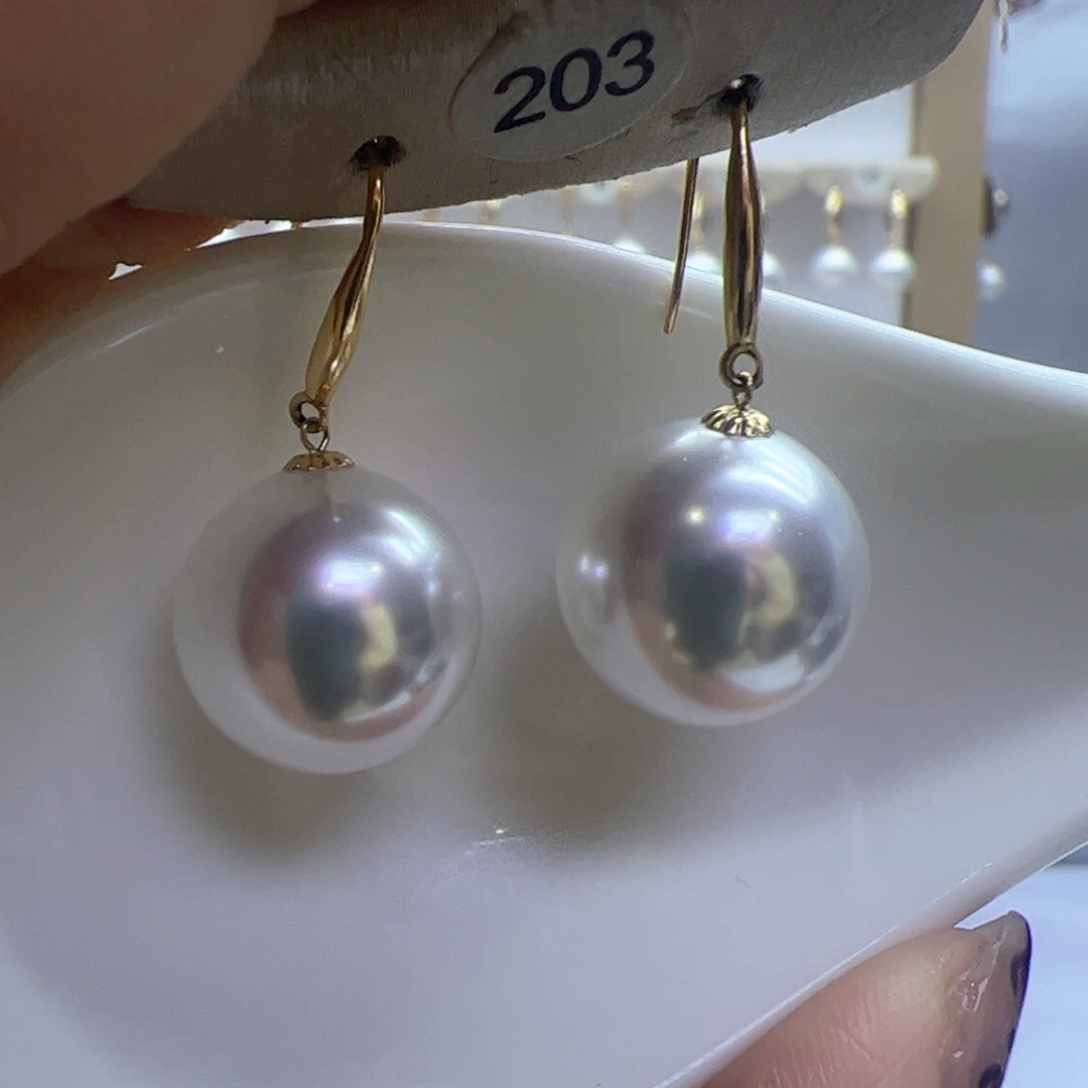 淡水珍珠耳饰18K金镶嵌