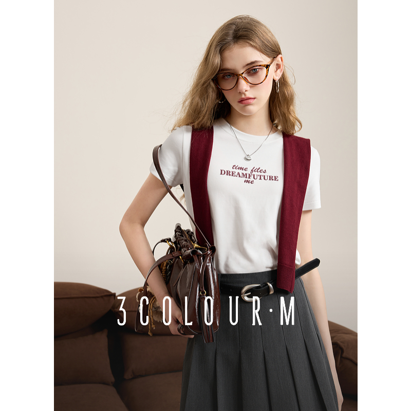 0266【金拐子专属】三彩2025春季新款磨毛T恤植绒字母印花正dbx