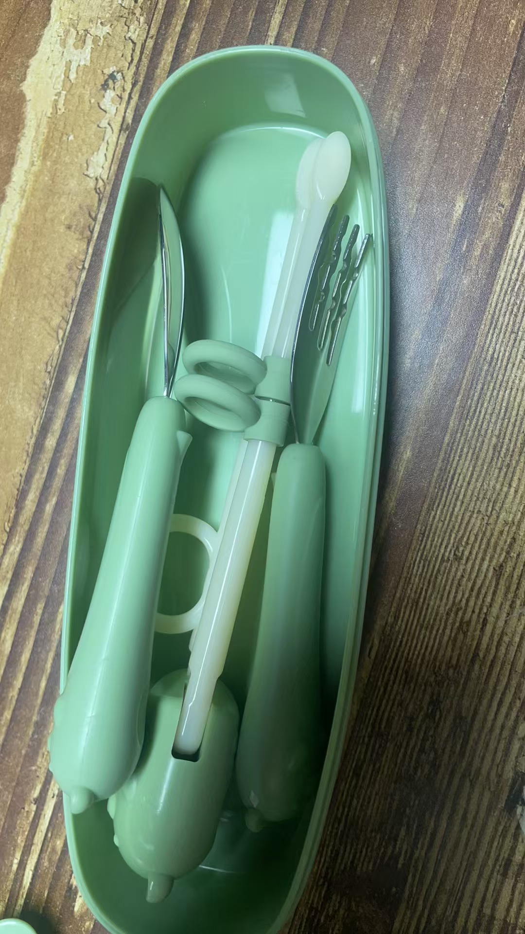 童装宝宝训练快+叉子+勺子+收纳盒