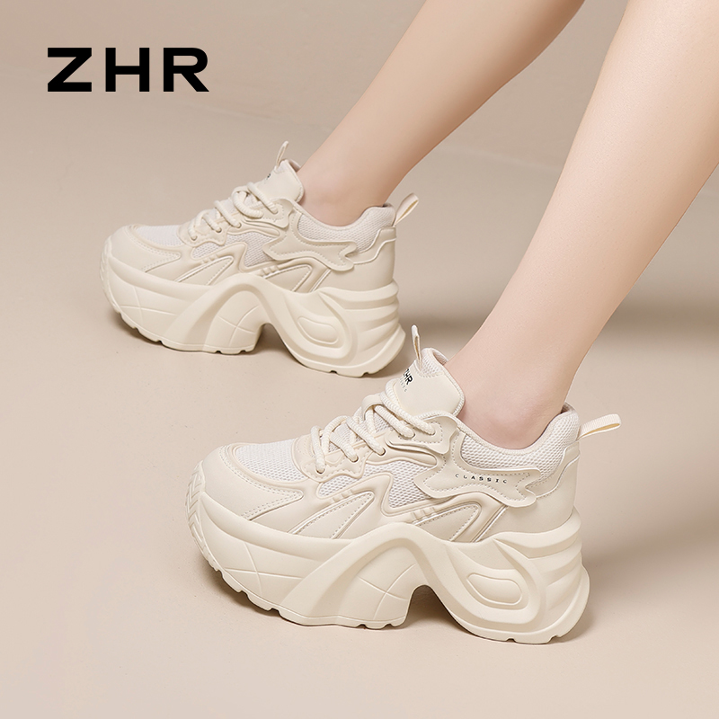 ZHR增高8.5cm老爹鞋女矮子乐休闲鞋2025春新款厚底小白鞋女鞋G728