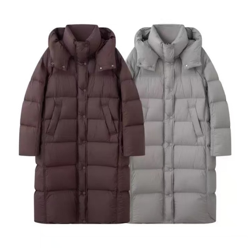 【艾家】羽绒服女2025冬新款中长款连帽龟背弧形造型面包服外套4139