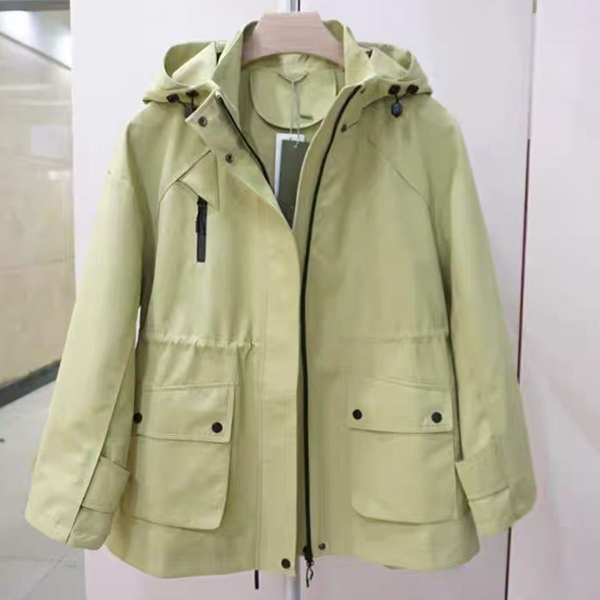 大码女装春装新款风衣外套胖妹妹中长款工装冲锋衣百搭休闲