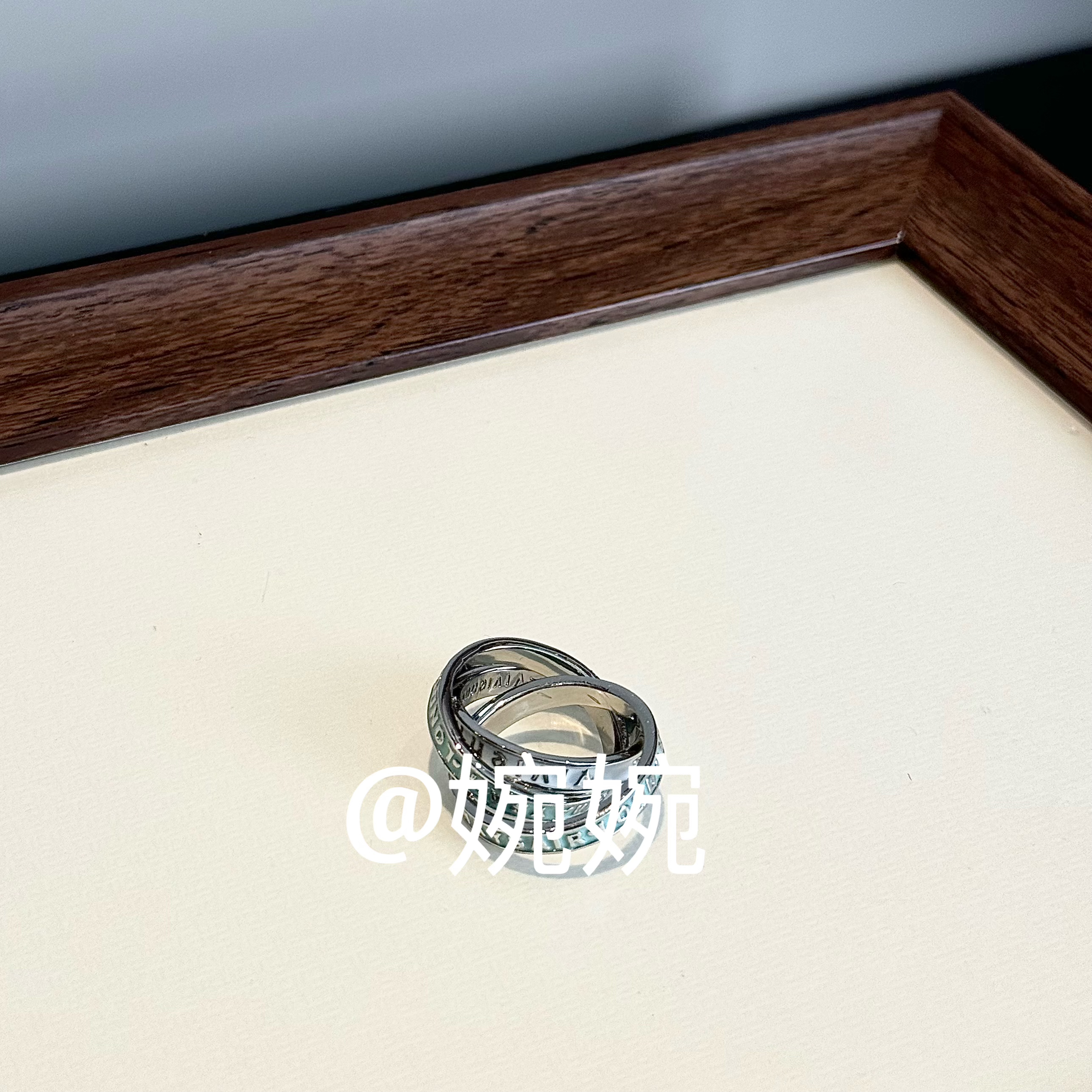 铜合金戒指 1151韩版定制快乐星球淡蓝三层环戒戒指