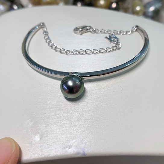 海水珍珠手镯银S925镶嵌9