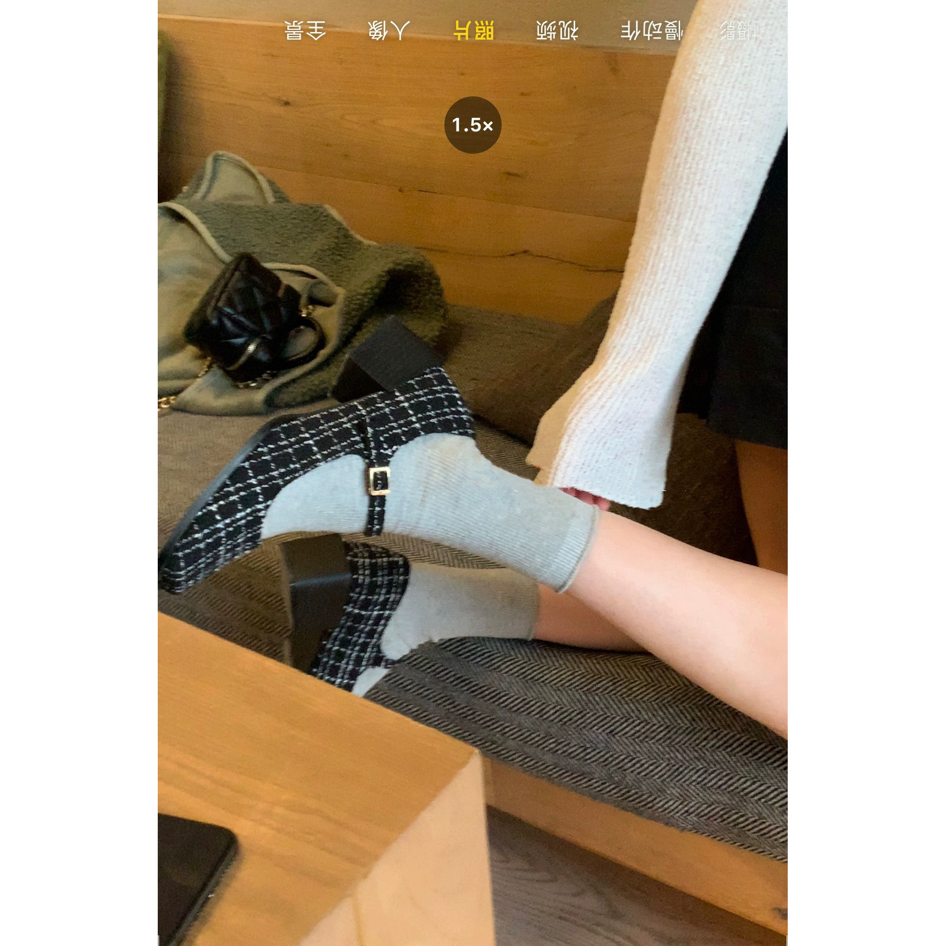 百搭灰色系~细条白色堆堆袜子女棉春夏新款基础韩版纯色中筒袜