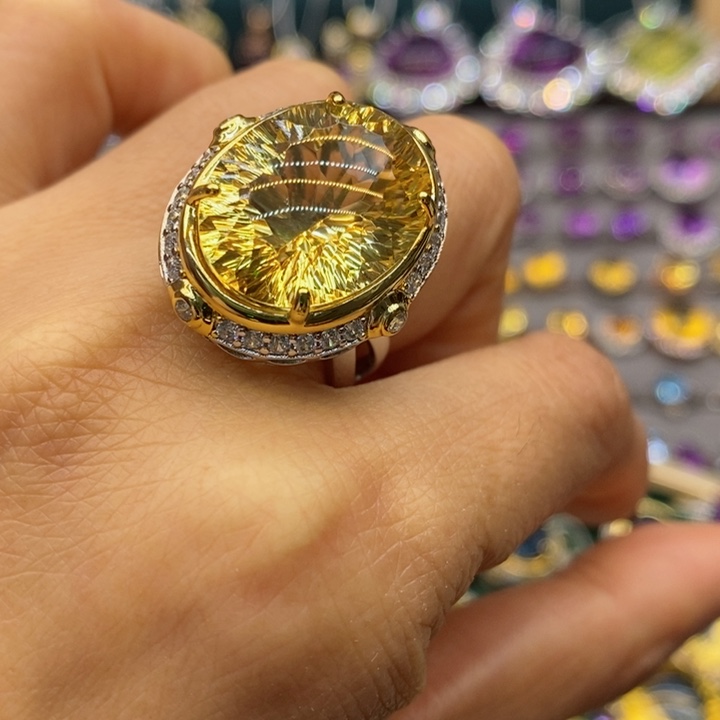 水晶戒指银S925镶嵌用****6天然水晶戒指