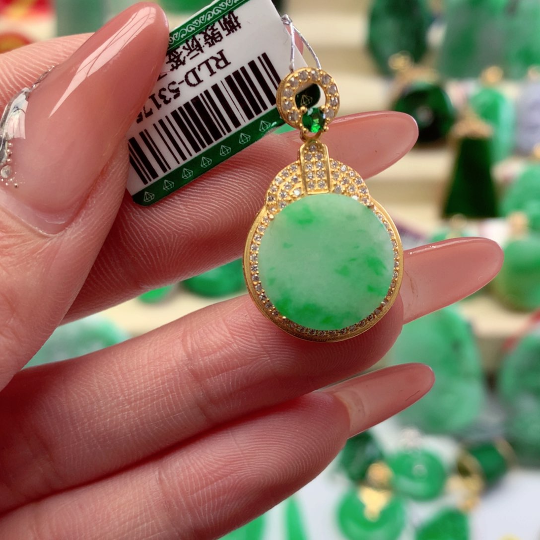 翡翠吊坠(不含链)银S925镶嵌