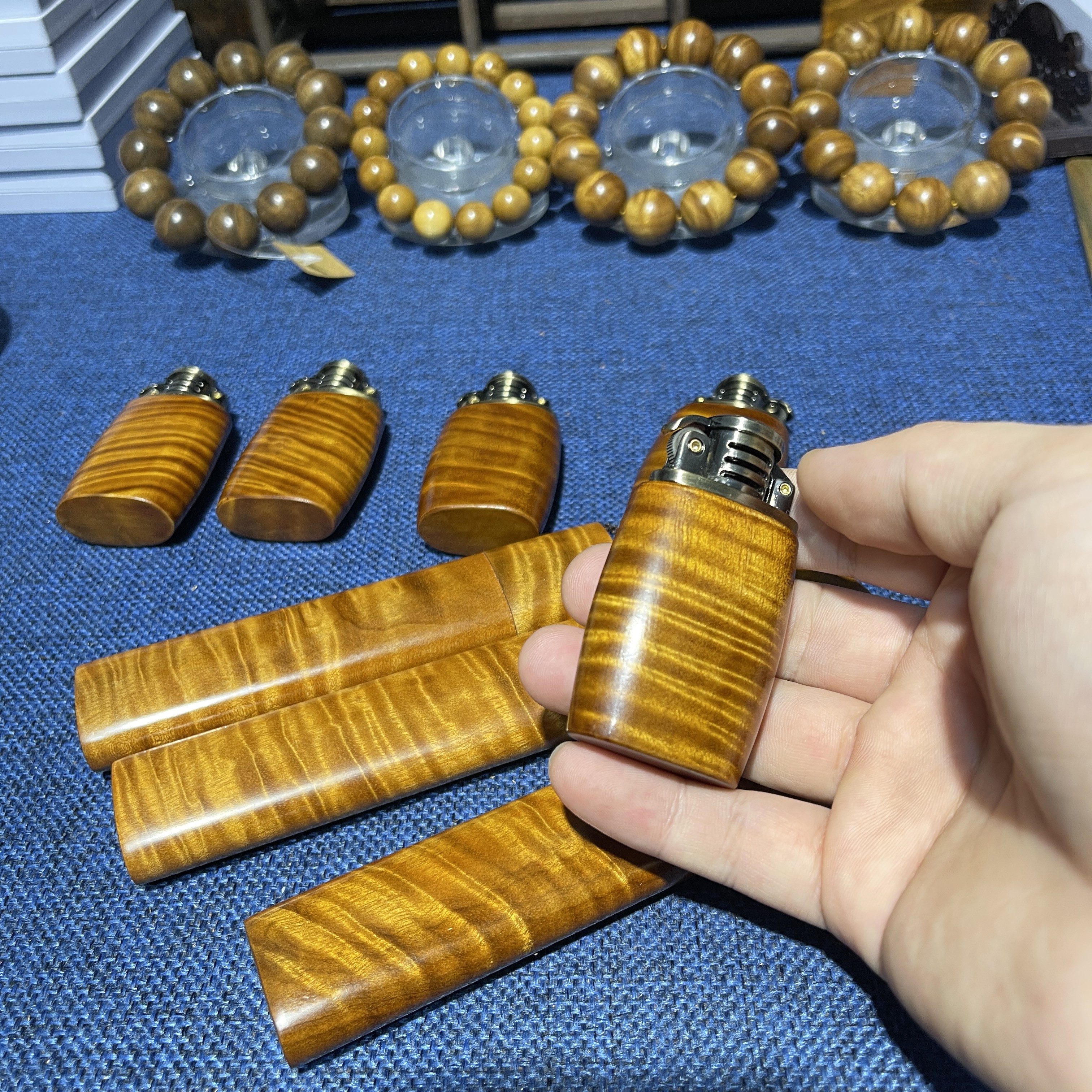 【瑾楠】金丝楠小叶桢楠枯木料打火机，满水波金丝灵动，送礼佳品