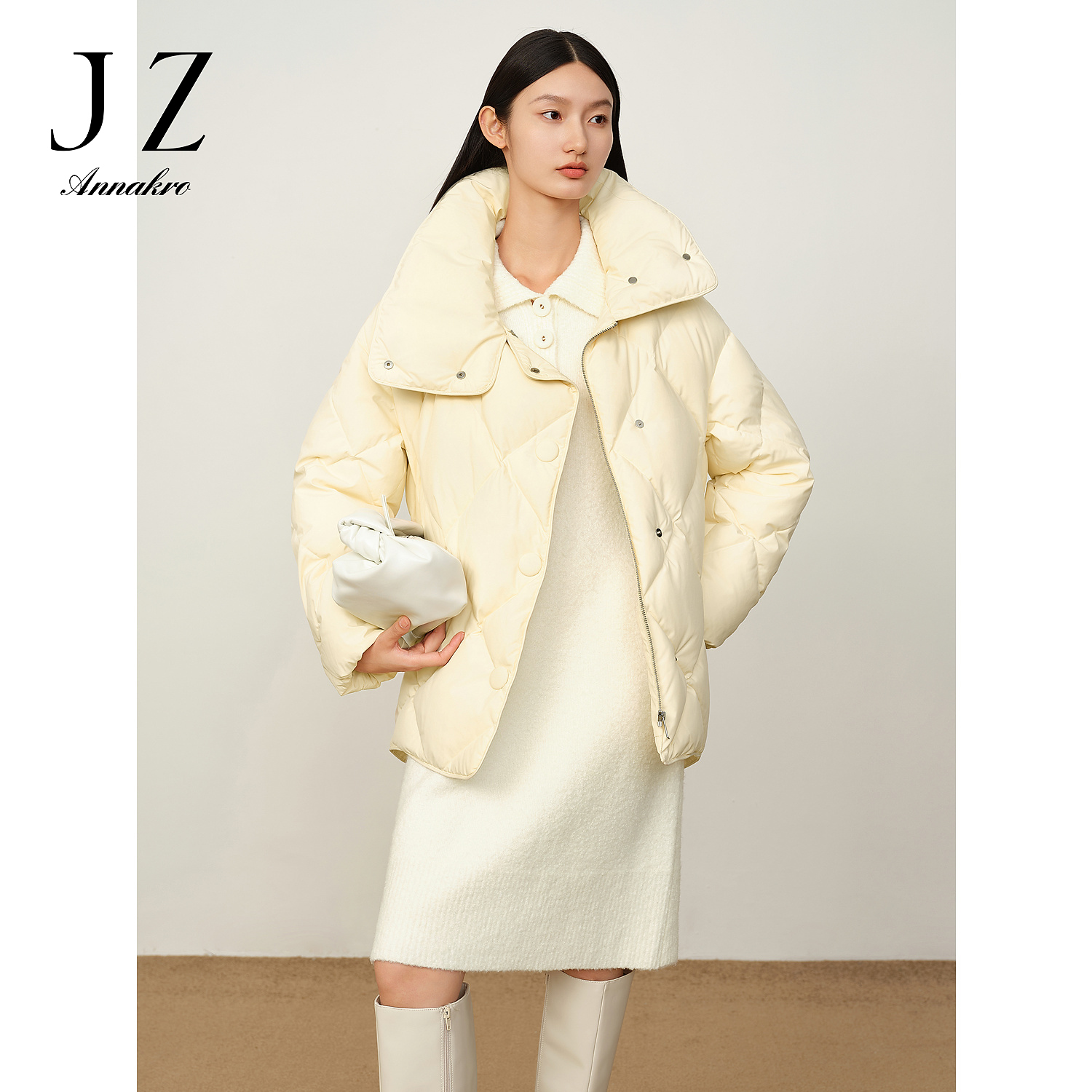 【籽言专属】【仙·羽绒】玖姿安娜蔻JTDD03342轻熟落肩鹅绒羽绒服女