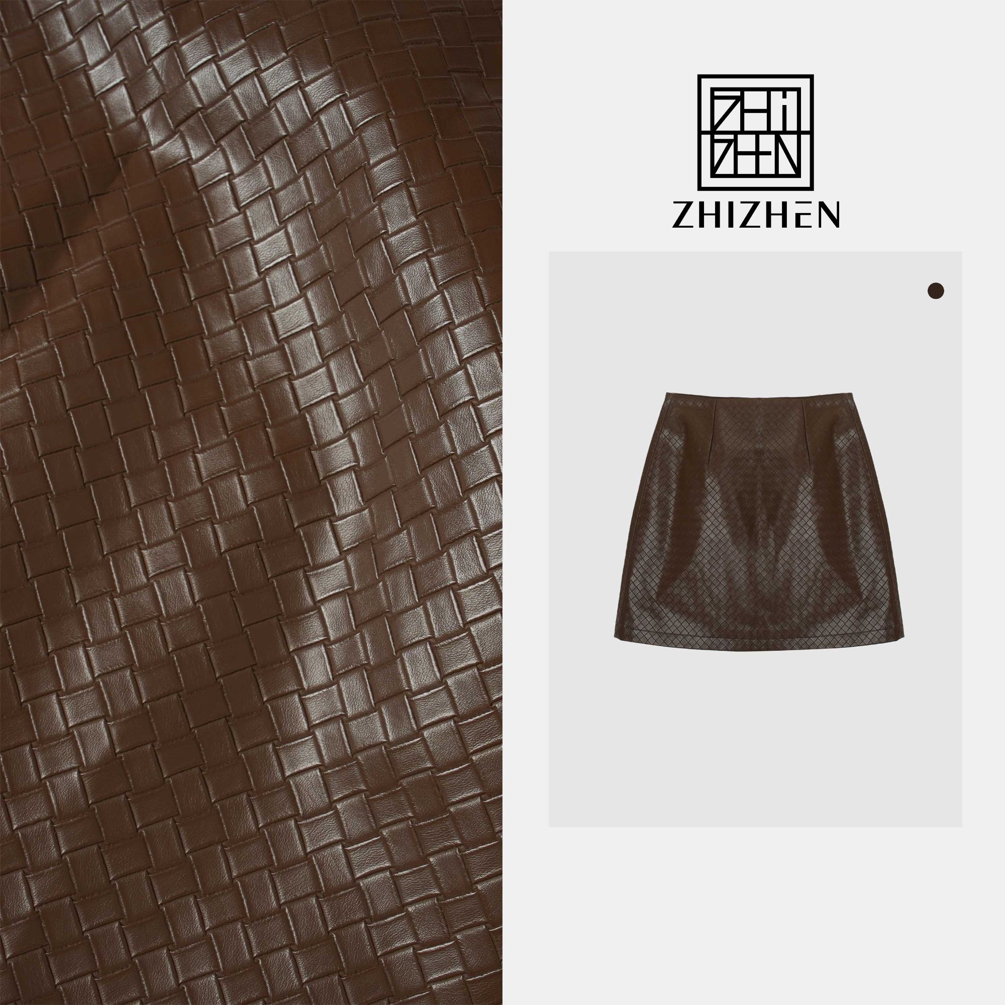 “编织皮裙”秋季新款休闲时尚编织纹半裙短裙25AWn80518