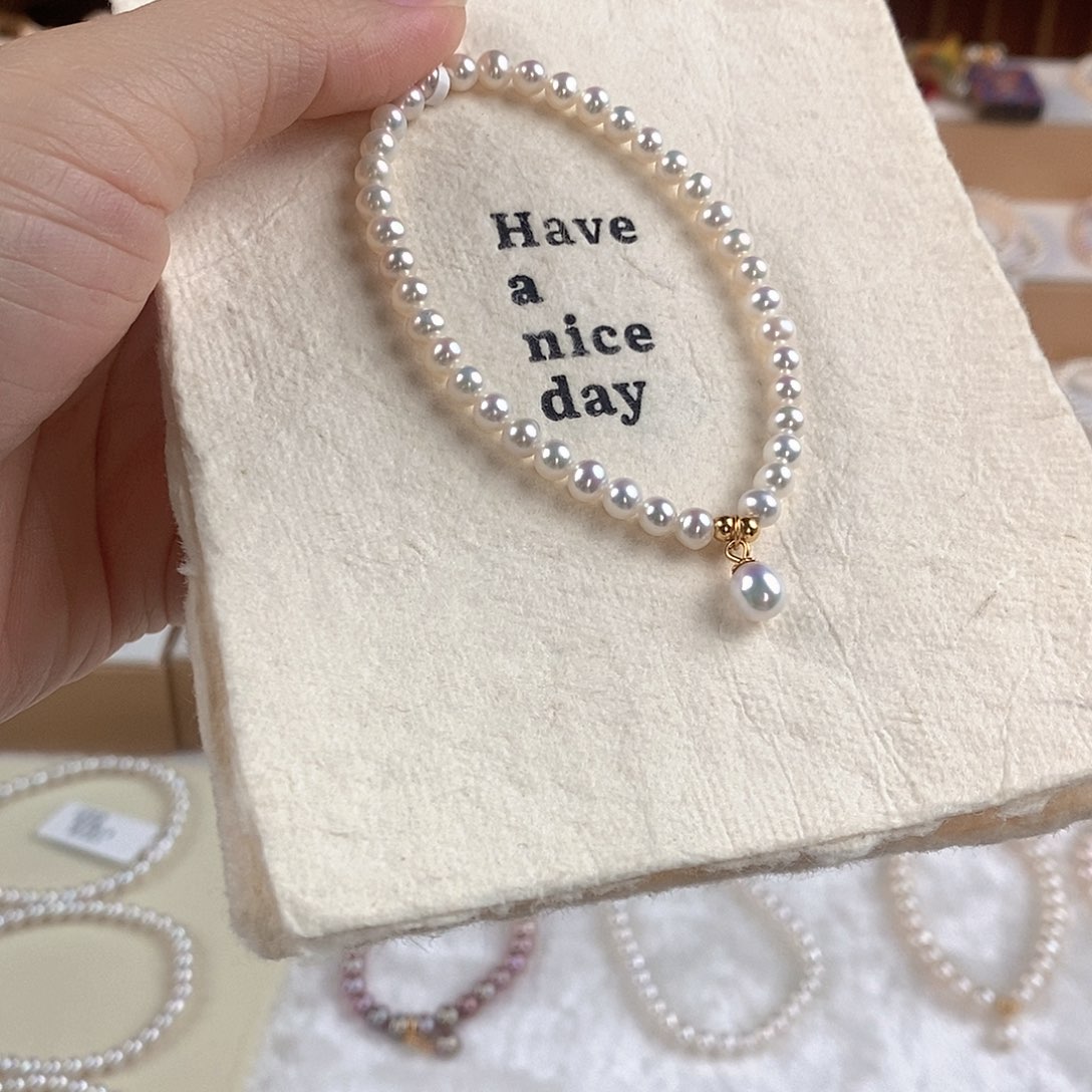 银S925镶嵌淡水珍珠手绳