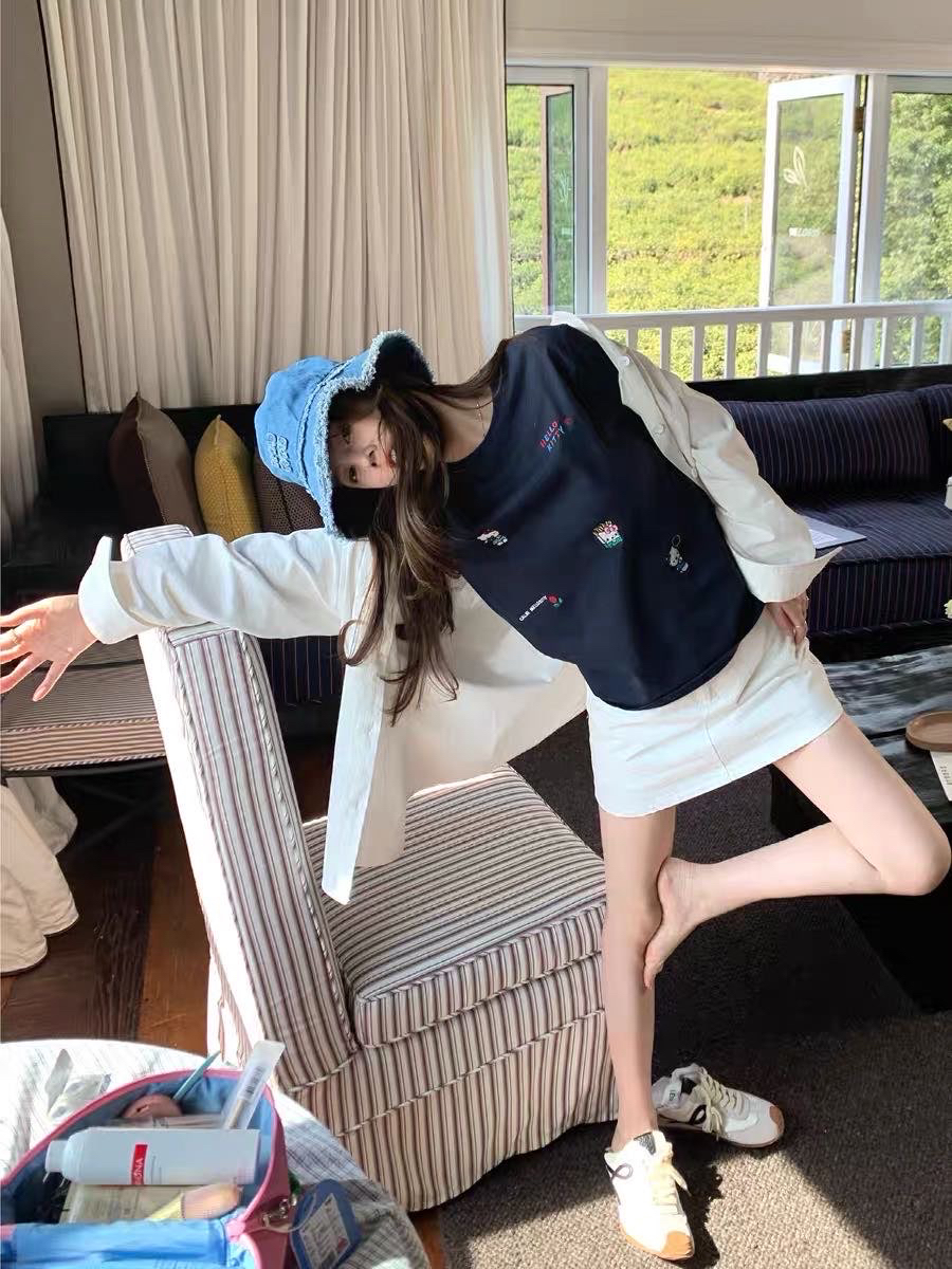 圆领T恤春秋常规运动长袖设计感刺绣短袖BM风欧美风