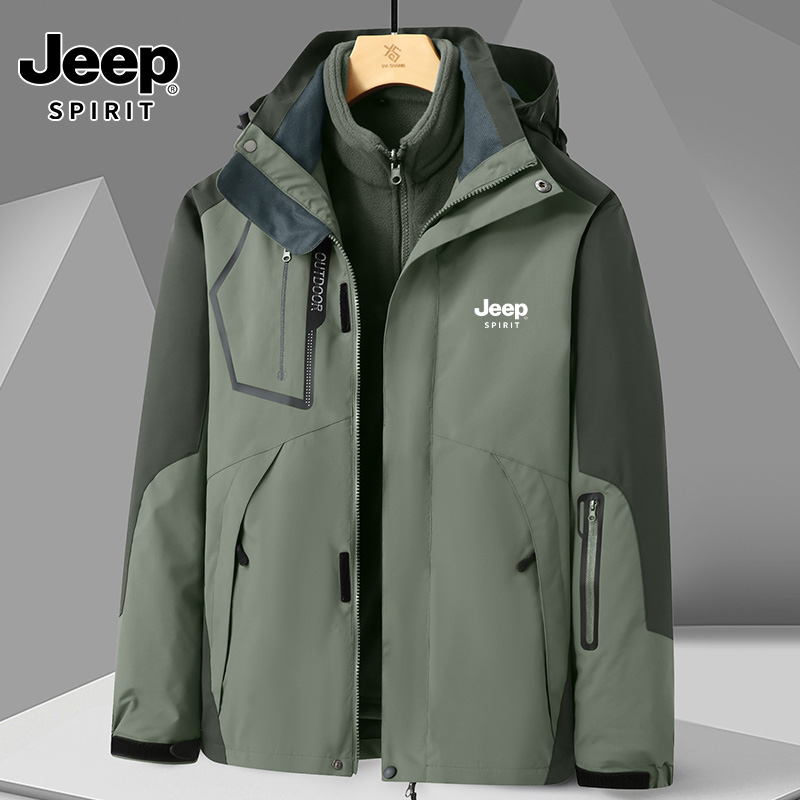 JEEPSPIRIT吉普冲锋衣三合一夹克外套情侣春秋冬2025新款保暖休闲商品图
