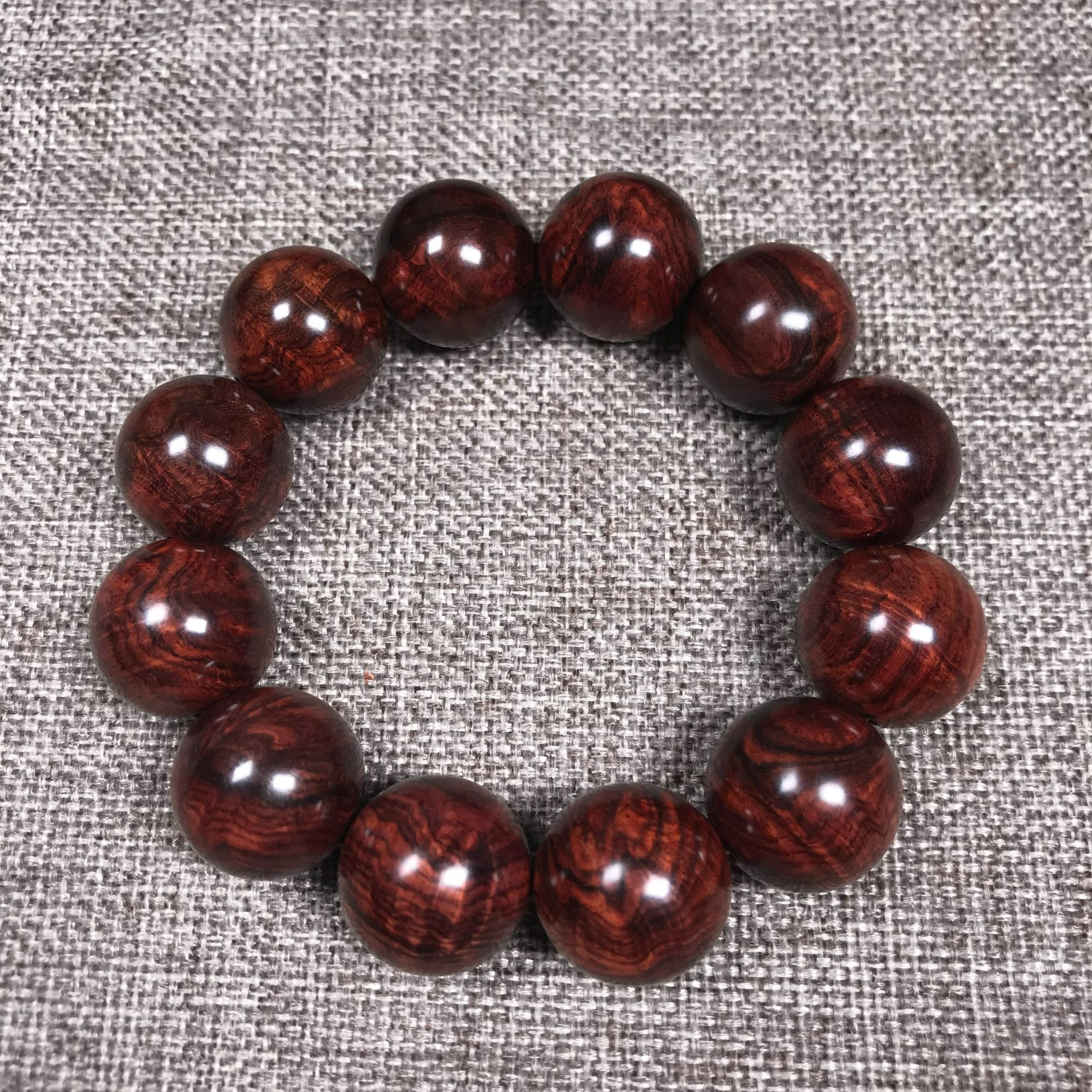 海南黄花梨紫油梨老料褶皱水波纹2.0手串