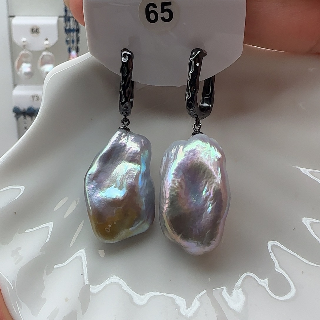 银S925镶嵌耳饰淡水珍珠