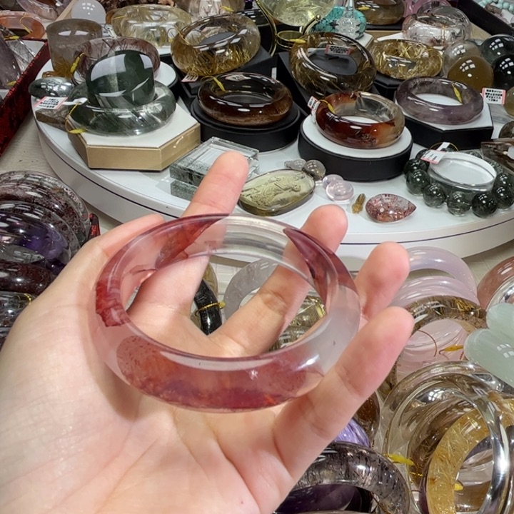 水晶天然红胶花手镯未镶嵌颖