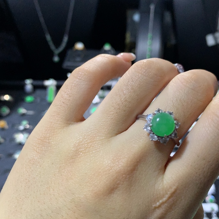 翡翠银S925镶嵌戒指