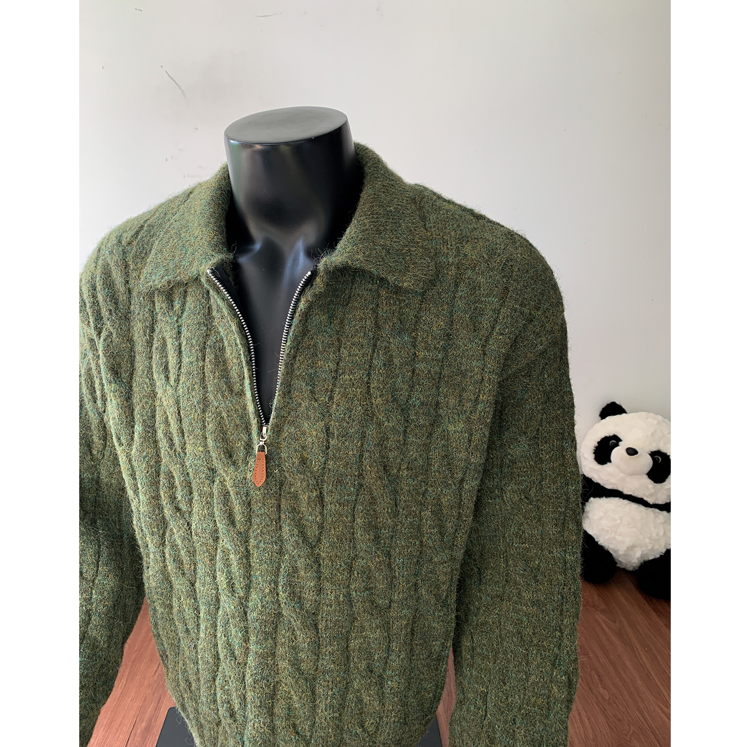 美式复古半拉链高级感麻花毛衣男秋冬季新款潮牌痞帅慵懒风针织衫