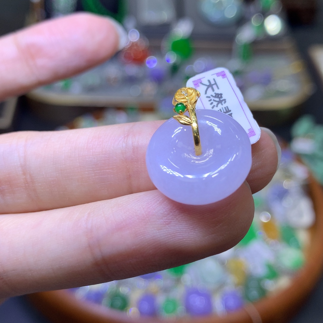 翡翠18K金镶嵌颈饰翡翠吊坠项链多样性发货