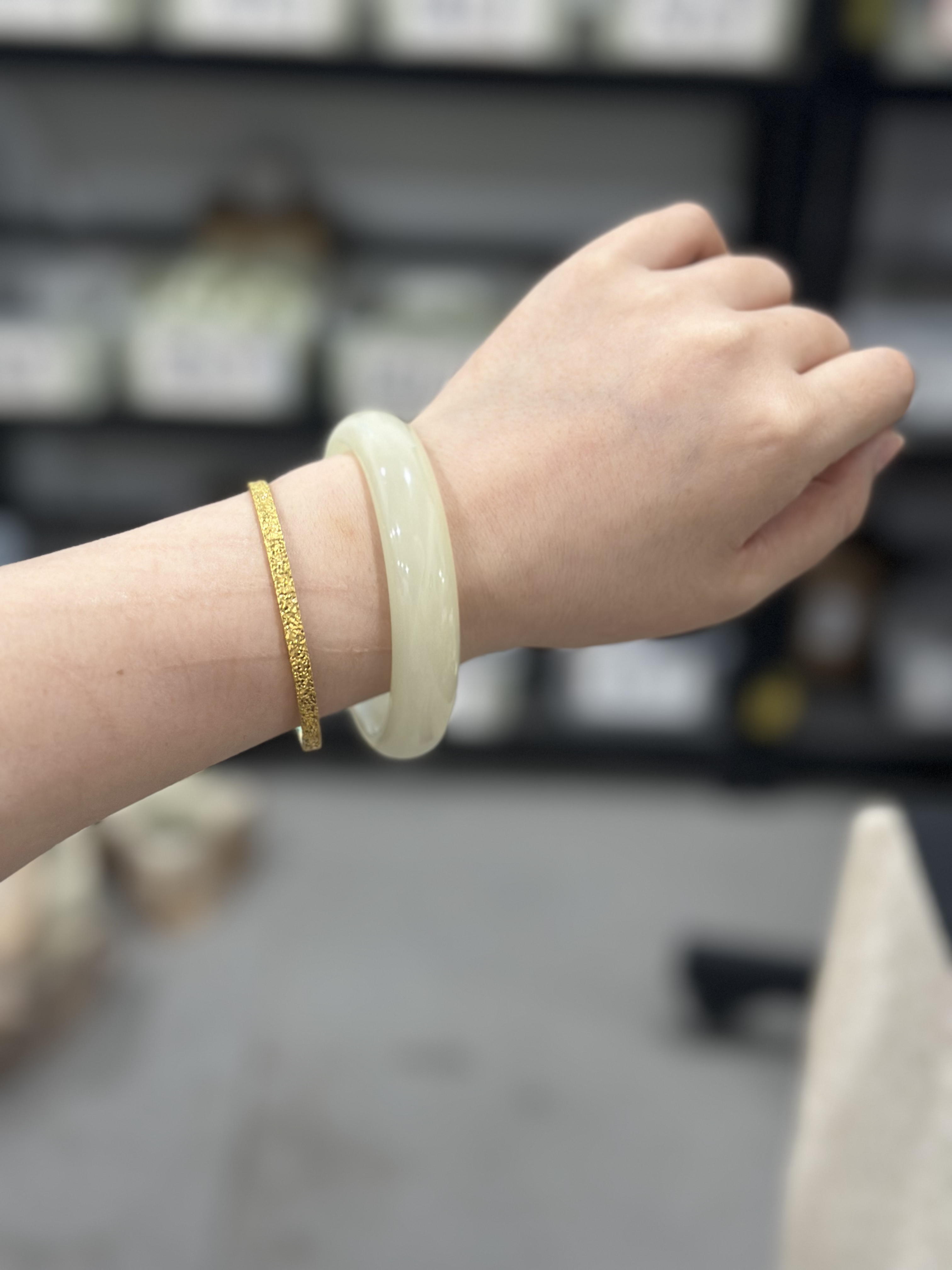 （新粉专属）青海山料手镯 蜂蜜水白月光