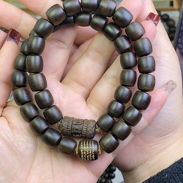 沉香手串大*越南芽庄白棋楠玉化沉水